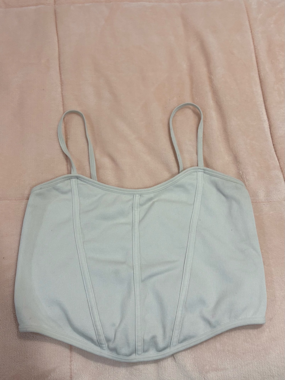 White Ribbed Corset Crop Top